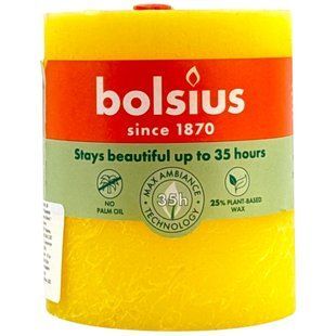 Свіча Bolsius 80/68 рустік Сонячний жовтий, 35 год., арт. 8717847154521 1663581 фото