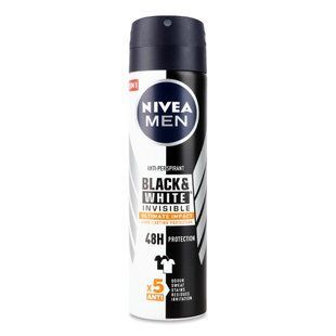 Дезодор Nivea 150 мл спрей д/чол. чорне та біле Невидимий Extra 1477100 фото