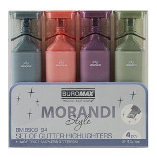 Набір Маркерів Buromax Morandi Style Glitter 2-4.5мм 4шт. 1697433 фото