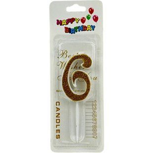 Свічка для торту Цифра "6", з глітером арт. 6961-13 И605 1635860 фото