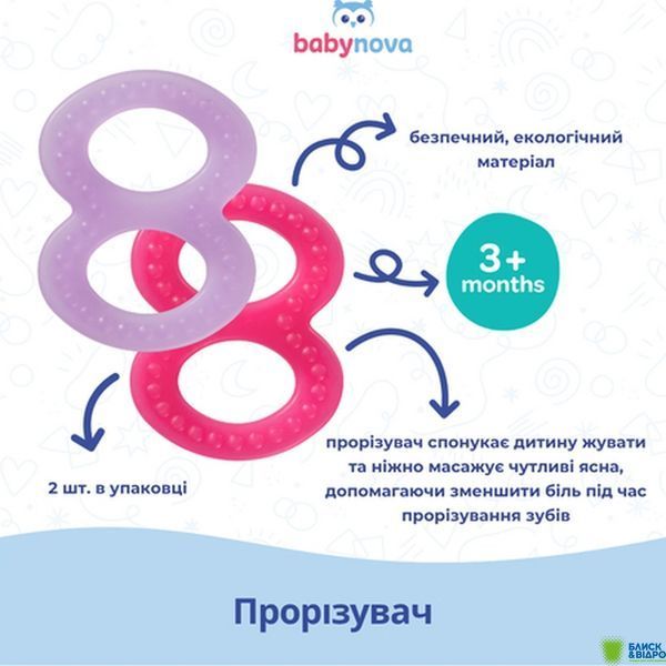 Кільце зубне BABY-NOVA тверде рельєфне 28606 фото
