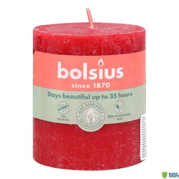 Свіча Bolsius 80/68 рустік Делікатний червоний, 35 год., арт. 103668780341 1517041 фото